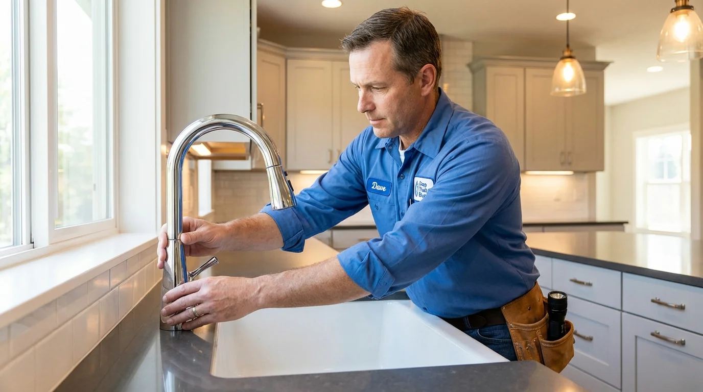 Kitchen faucet installation by Johns Plumbing LLC in Evansdale